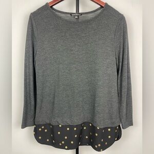 J. Crew Mercantile Gray Black Long Sleeve Layered Tunic Sweater Top